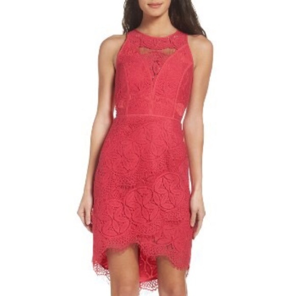 Adelyn Rae Dresses & Skirts - Pink Adelyn Rae lace high/low sheath dress